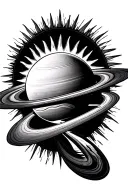 sun with Saturn rings , District of Columbia flag intertwined tattoo design idea