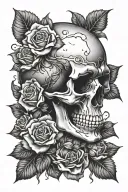 skull and roses sleeping Ghana tattoo design idea