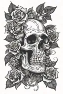 skull and roses sleeping Ghana tattoo design idea