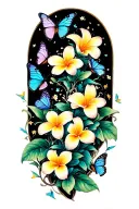 plumerias scattering into butterflies flying away tattoo design idea