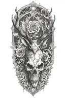powerful stag skull tattoo design idea