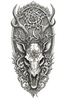 powerful stag skull tattoo design idea