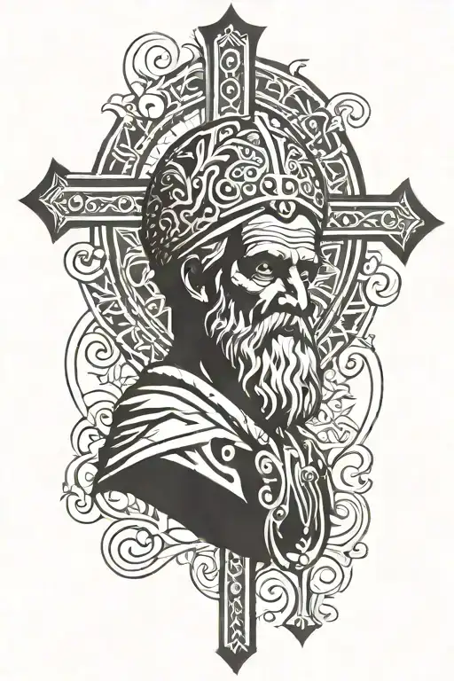saint peter with cross background tattoo design idea