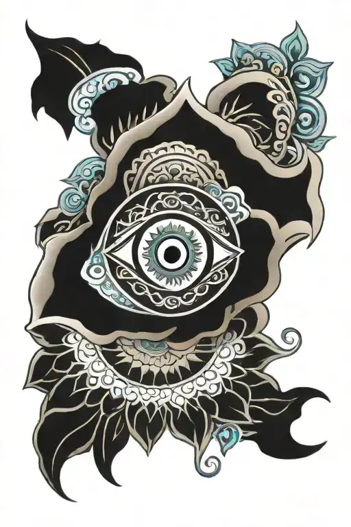 mandala balinese evil eye inside tattoo design idea