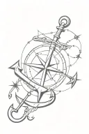 anchor and a compass surrounded tattoo design idea