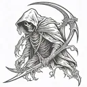 reaper with broken sickle tattoo design idea