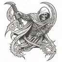 reaper with broken sickle tattoo design idea