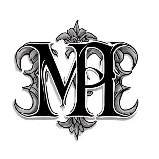 name initials M & P intertwined tattoo design idea