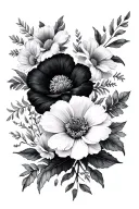 Birth Flowers for January, April, August and October and Zodiac for Leo, Aries, Libra and Aquarius. feminine sleeve  tattoo design idea
