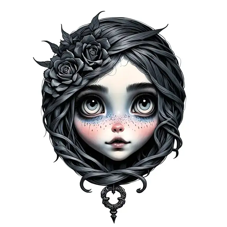 coraline key intertwined tattoo design idea