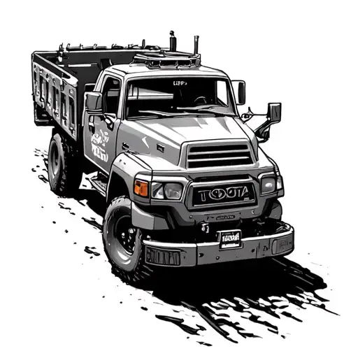 Toyota wars truck black outline tattoo design idea