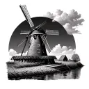 Dutch Windmill tattoo design idea