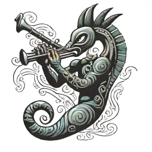 kokopelli playing a flute tattoo design idea