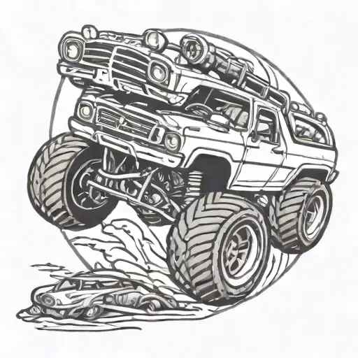 monster truck tattoo design idea