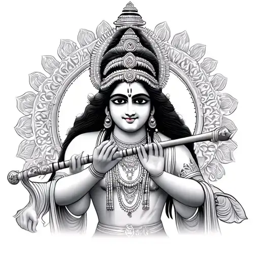 Krishna playing the flute tattoo design idea