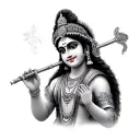 Krishna playing the flute tattoo design idea