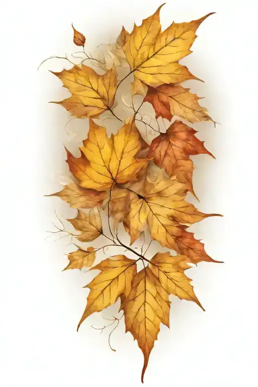 autumn leaves blowing in the wind tattoo design idea