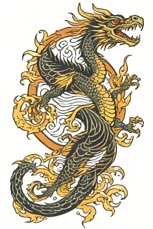 sea dragon Phoenix Rising tattoo design idea