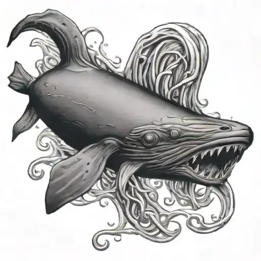 sperm whale vs. giant squid tattoo design idea