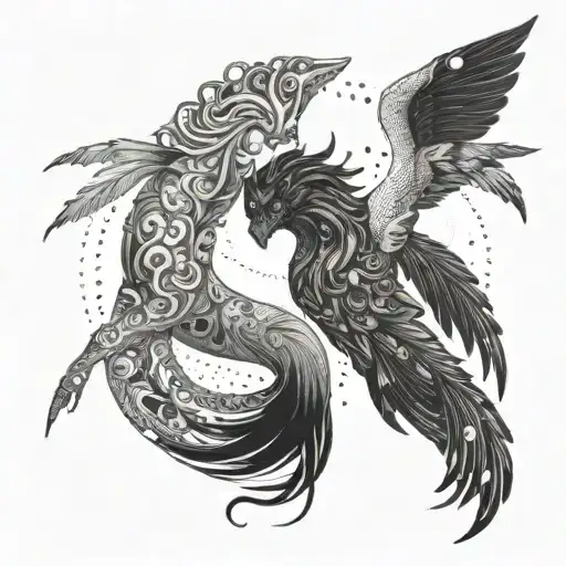 At the hour when the light became brighter and the darkness retreated, two souls whirled in an endless dance, and nothing could separate them tattoo design idea