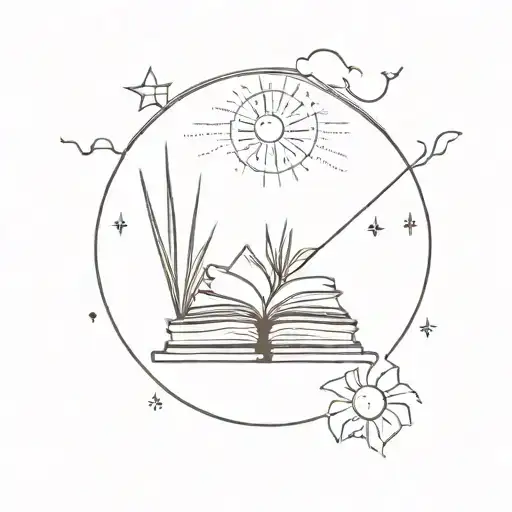 books and sunshine  tattoo design idea