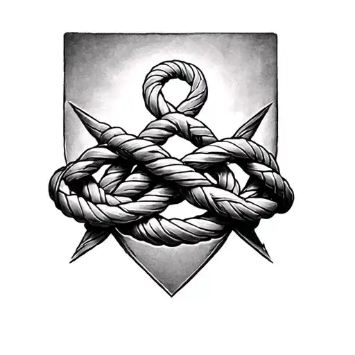 create a small tattoo with 4 maritime knots. for 4 people who work together in a black and grey style.  tattoo design idea