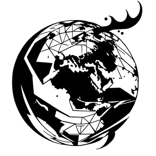 planet earth with tattoo design idea