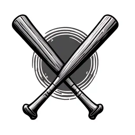 crossed baseball bats one metal one wood tattoo design idea
