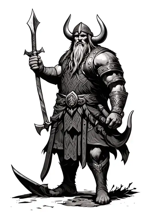 birthday month viking warrior tattoo design idea