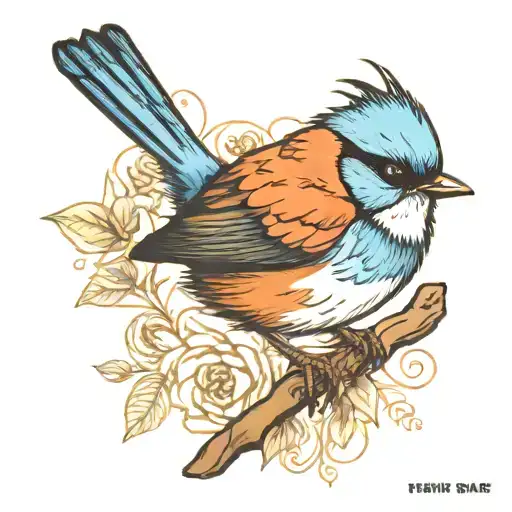 fairy wren bird tattoo design idea