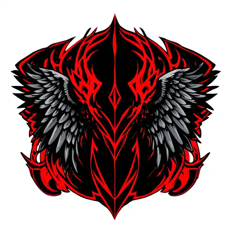 cyber sigilism tribal wings tattoo design idea