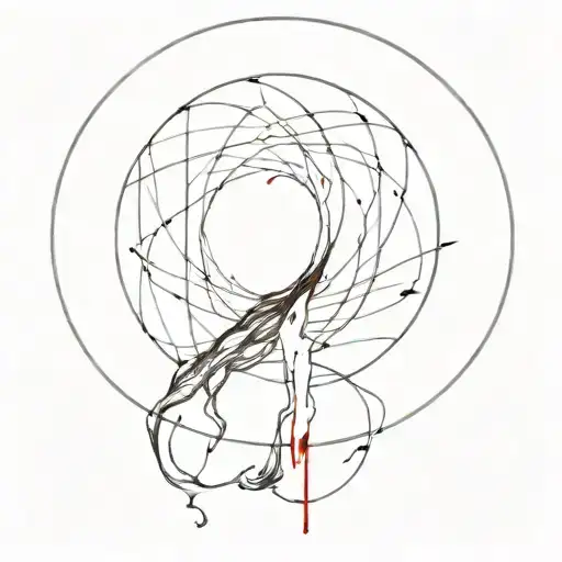 moon with blood that flows down, toooo many curves lines, horror style, cyber sigilism, heaven style, lines lines lines tattoo design idea