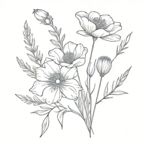 lavender and California poppy tattoo design idea