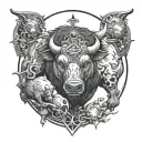 Tattoo with using aggressive bear and Bull also use the element of earth with Venus planet tattoo design idea