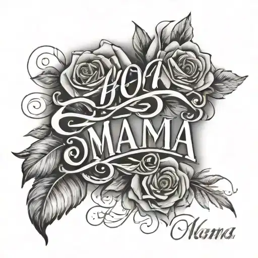 mama in writing plus the date 1984 year born tattoo design idea