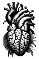 "disparity" Heart and brain tattoo design idea