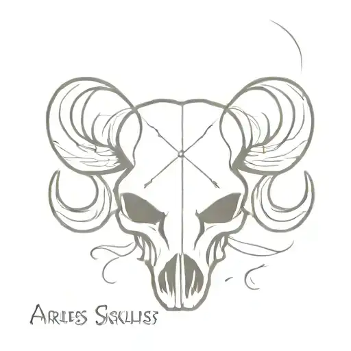 aries skull tattoo design idea