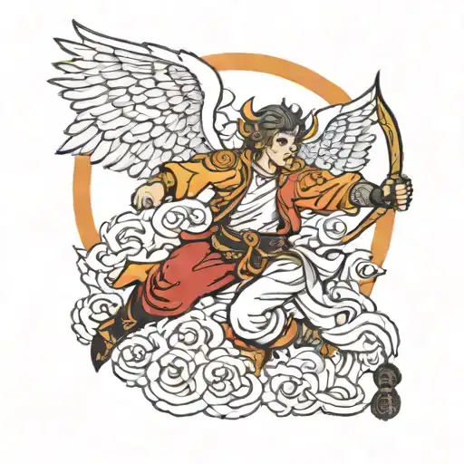 angel fighting demon slayer tattoo design idea