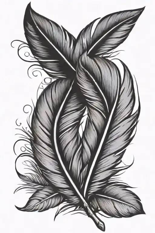 two feathers aligned  tattoo design idea