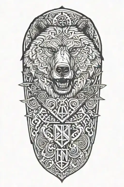 Bear, Cross, Time, V42 Knife, The letter N hidden, Wolf, Texas tattoo design idea