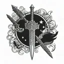 King Arthur's sword tattoo design idea