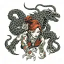 sexy red head girl as a scorpion tattoo design idea