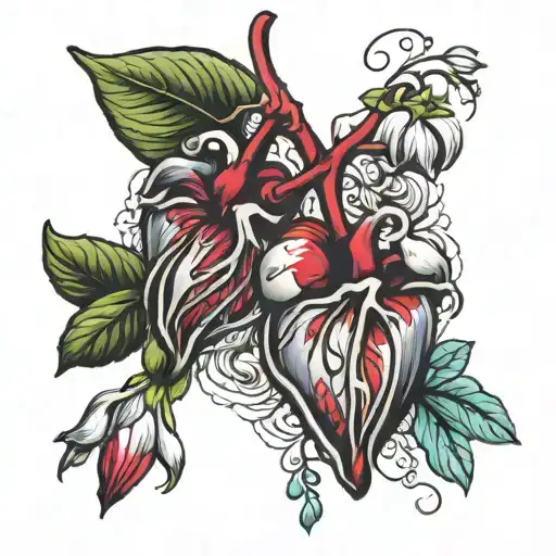 bleeding heart flowers wrapped tattoo design idea