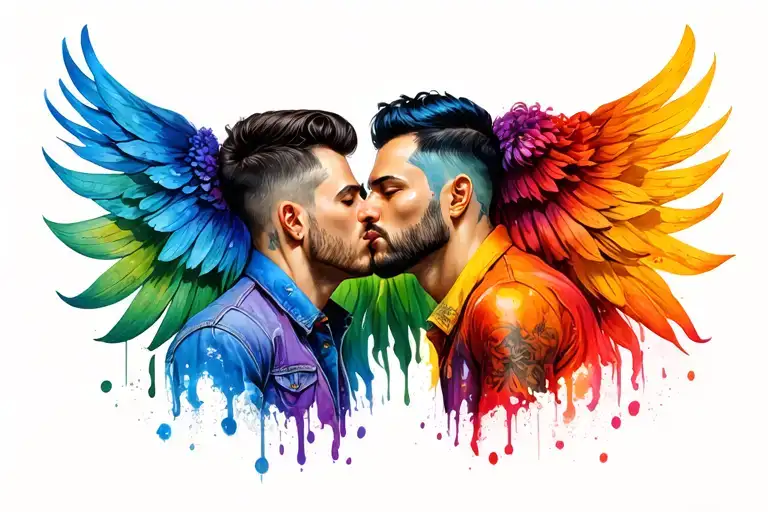 a group of gay men kissing tattoo design idea