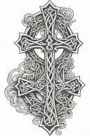 Celtic cross with trinity knot intertwined tattoo design idea
