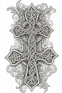 Celtic cross with trinity knot intertwined tattoo design idea