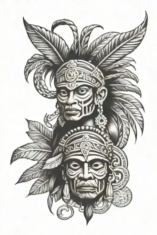 Puerto Rican Taino tribal leg sleeve tattoo design idea