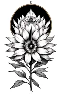 Compass and protea flower intertwined, table mountain  tattoo design idea