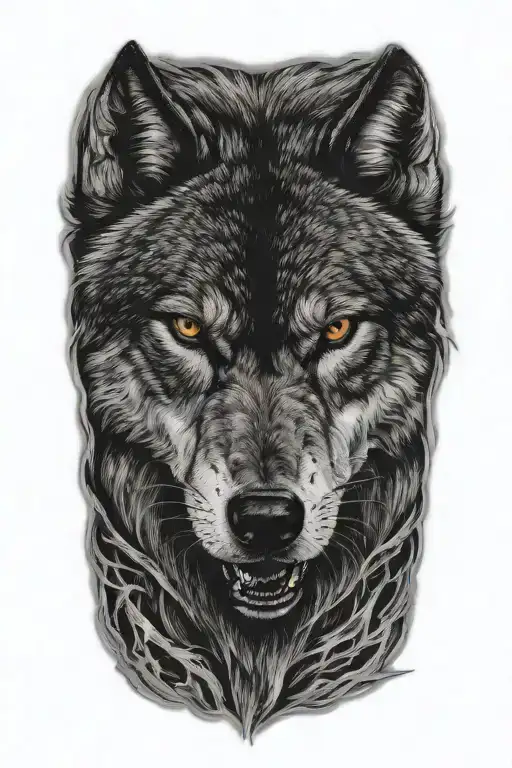 rage angry wolf side face tattoo design idea
