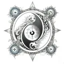 yin yang compass tattoo design idea